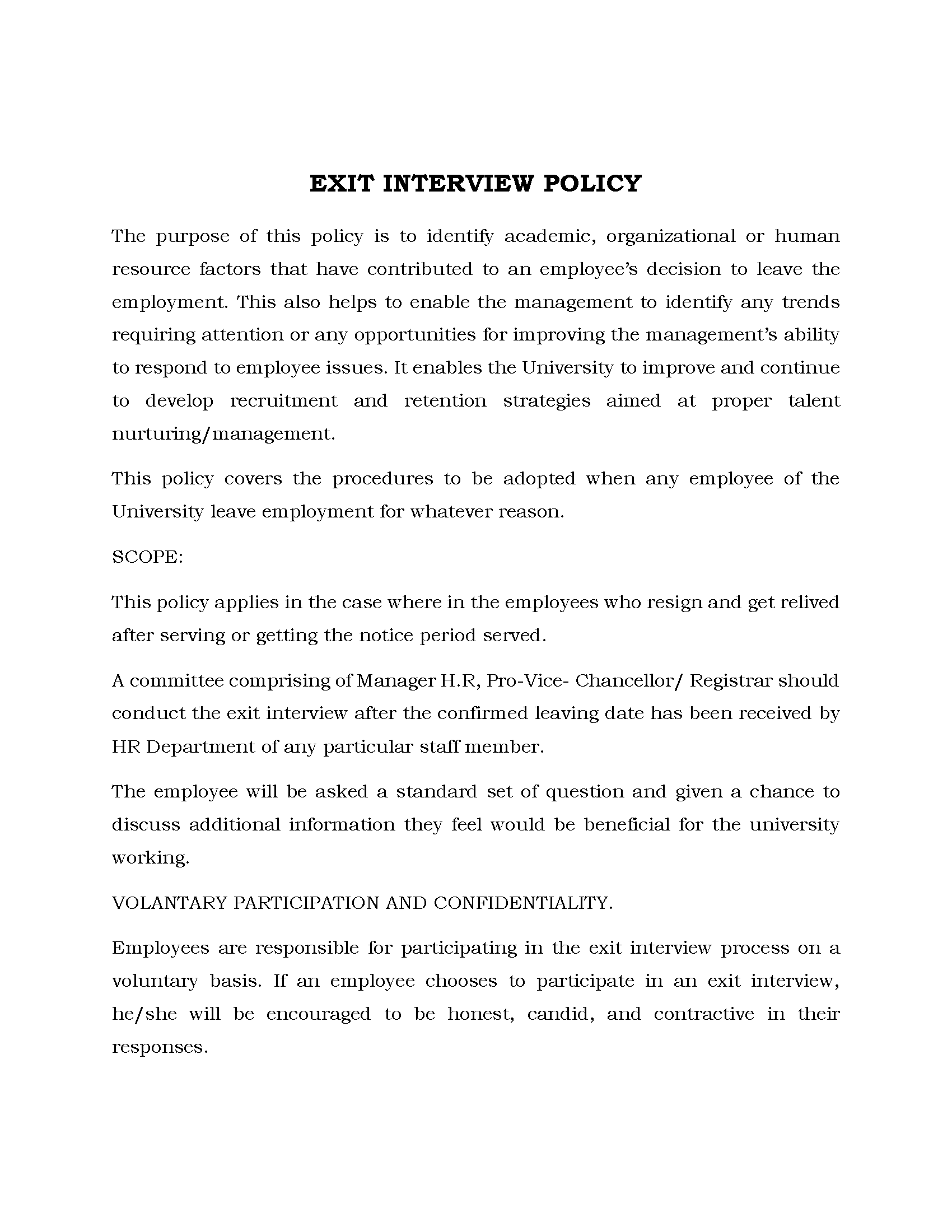 14 - Exit Interview Policy